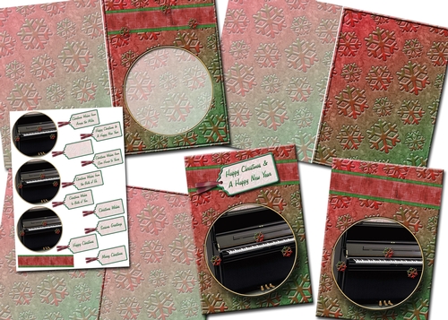 A6 round topper piano Christmas card kit