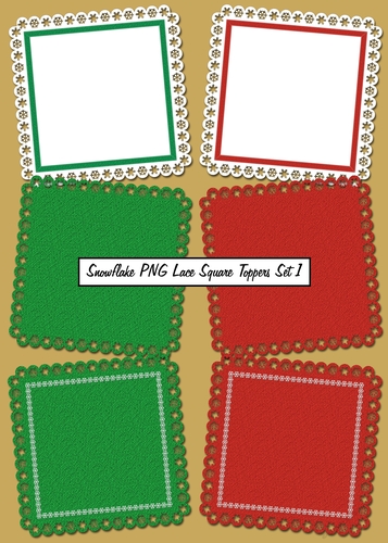 Snowflake PNG Lace Square Toppers Set 1