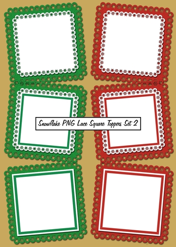 Snowflake PNG Lace Square Toppers Set 2