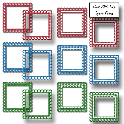 Heart PNG Lace Square Frames