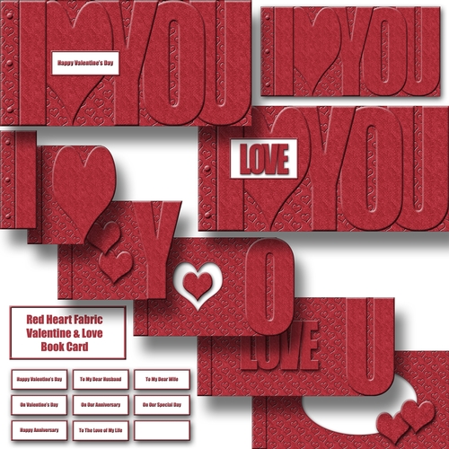 Red Heart Fabric Valentine & Love Book Card