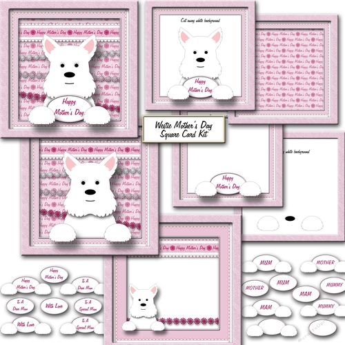 Westie Mothers day Square Card Kit