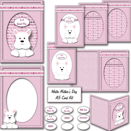 Westie Mothers Day A5 Card Kit