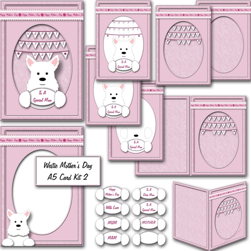 Westie Mothers Day A5 Card Kit 2