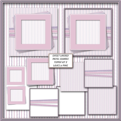 Offset Layered Pastel Squares Topper Kit 2 - Lilacs & Pinks