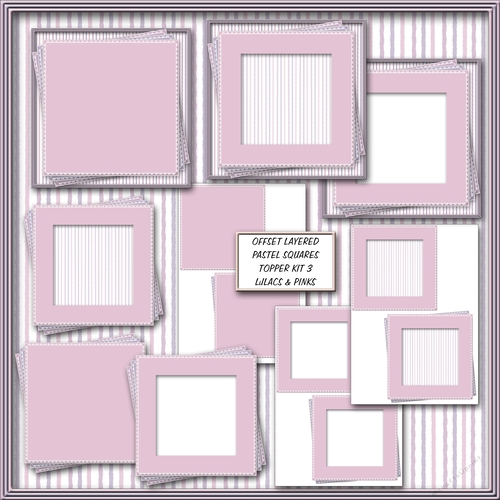 Offset Layered Pastel Squares Topper Kit 3 - Lilacs & Pinks