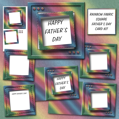 Rainbow Fabric Square Fathers Day or Any Occasion Card Kit