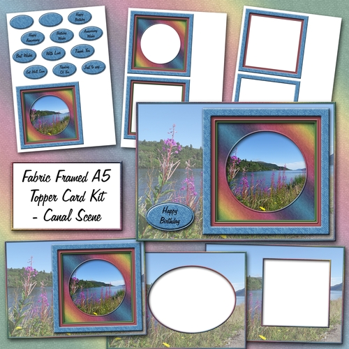Fabric Framed A5 Topper Card Kit - Canal Scene