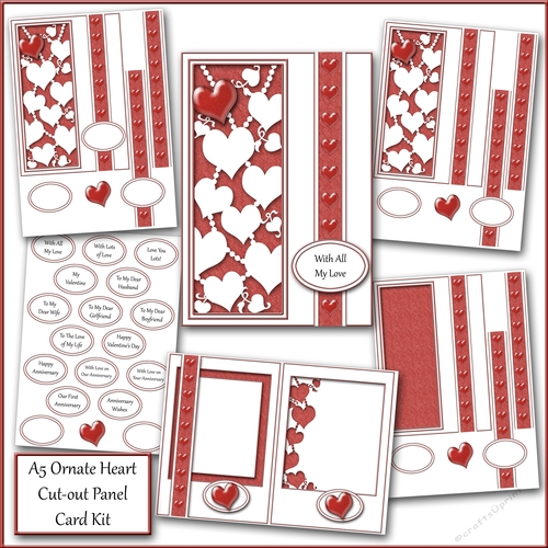 A5 Ornate Heart Cut-out Panel Card Kit