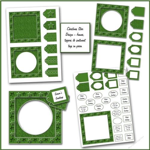 Christmas Star Design - frames, toppers & sentiment tags in green