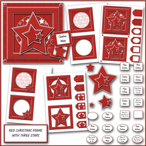 Red Christmas Frame With Three Stars
