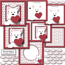 Westie Heart Valentine & Love Square Card Kit 2