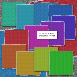 12 PNG Bright Fabric Lace-edged Squares