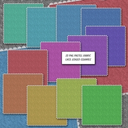 12 PNG Pastel Fabric Lace-edged Squares
