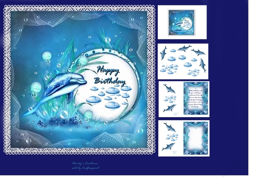 Dolphin birthday card mini kit