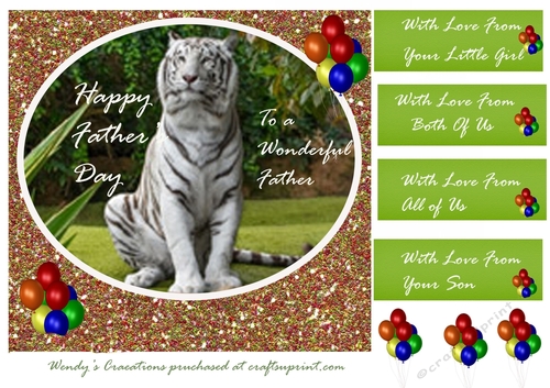 Fathers Day,white tiger, balloons