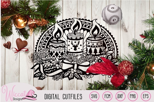 Doodle Christmas candle, Window Ornament svg, Christmas diy decor, 