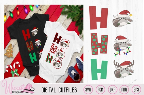 Ho Ho Ho Christmas Heifer cut file, cow with christmas lights, 