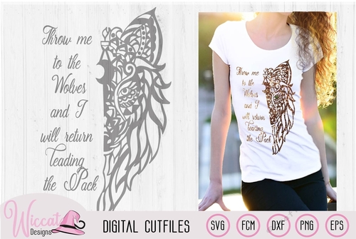 Zentangle Wolf leader of the Pack quote, Girl power, women design scanncut