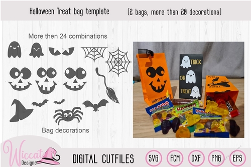 Halloween paper treat bag svg, favour candy box, Template treat bag, paper craft, scary treat box
