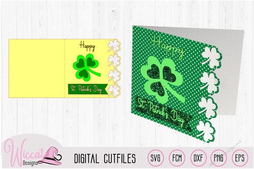 Clover st patricks day svg Card template, square clover card 