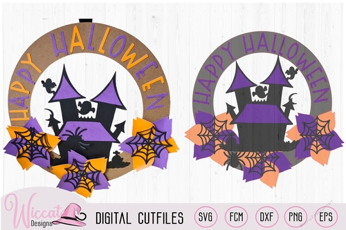 Halloween spooky house paper wreath svg