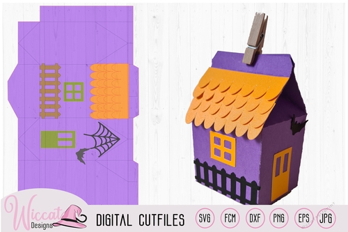 Halloween house paper candy box svg