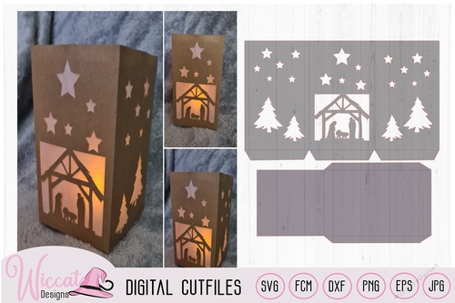 Nativity scene Christmas lantern svg,  Nativity scene silhouette 