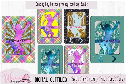 Dancing boy birthday money card svg Bundle, 3D paper craft, 