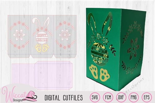 Happy Easter flower bunny lantern svg cut file, Easter paper decoration, Paper Lantern DIY