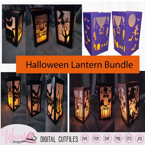 Halloween lantern bundle svg,  pumpkin and leaves, Halloween decoration diy