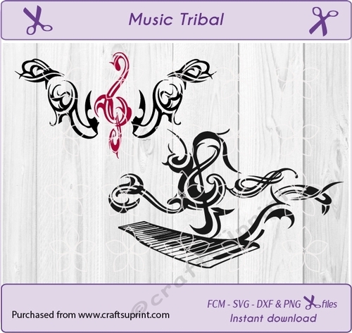 Music tribal  Music notes Piano cutting file