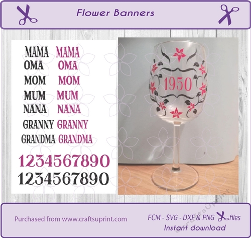 Flower frame  wine glass design cut file