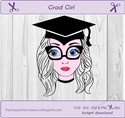 Graduate girl graduation hat cut file
