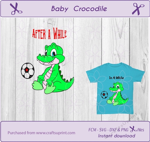 In a While crocodile svg cut file kids shirt design