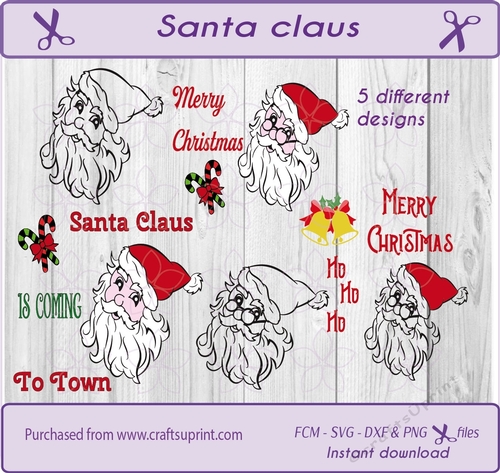 Santa claus Merry christmas Santa line art svg cut file 