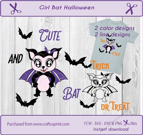 Bat girl , Halloween, trick or treat cut file for cut machines