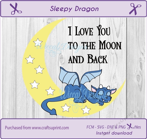 Sleeping dragon, love you to the moon and back svg cutting file