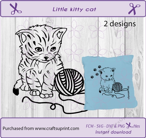 Kitty cat, Little cat, playful cat, line art cat, Cut file for all cut machines