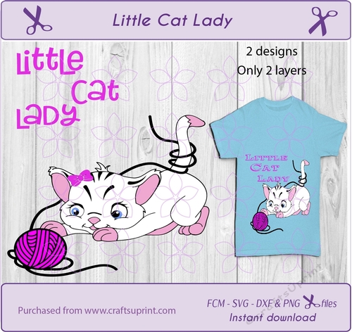 Little cat lady,  girl cat, t shirt design, cut file for all cut machines