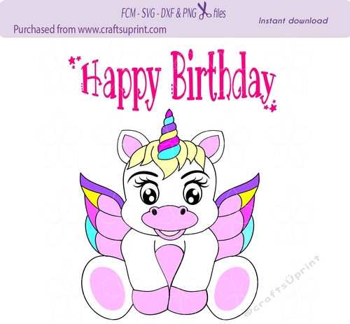 Baby unicorn with wings cut file design for htv and vinyl