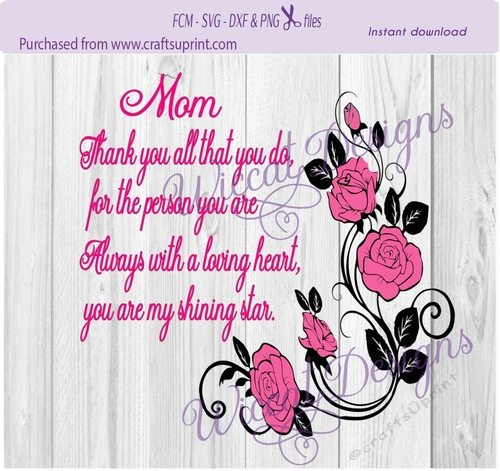Thank you roses, glass block, card, die cut, digital cutting file