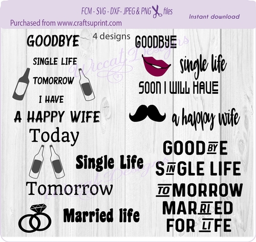 Bachelor, quotes, party, 4 designs, die cut, Scanncut, shirt design 