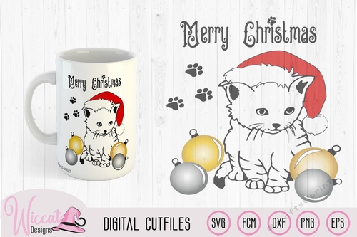 Christmas kitten, Cat, Merry Christmas, Christmas paws svg