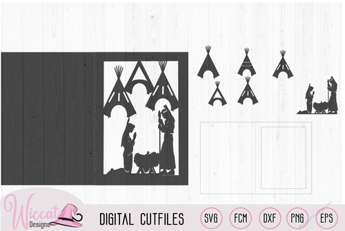 Nativity card, native american, teepee, paper craft