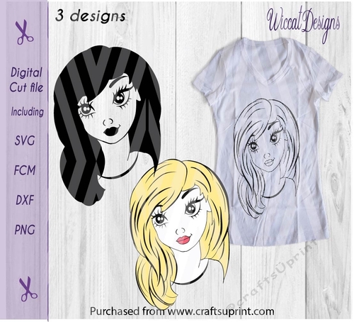 Girl, Girl face, Line art girl, teen,Girl silhouet, cut file