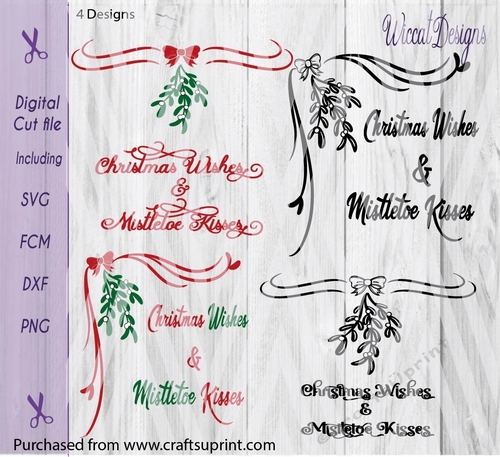 Mistletoe, Christmas, Christmas Wishes, Corner border, scanncut, glass block cut file