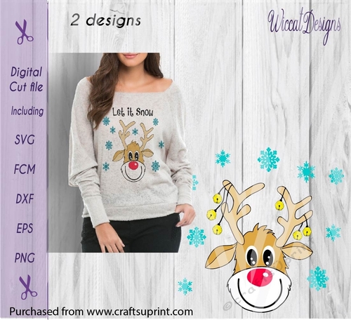 Funny Reindeer, Christmas sweater,  Girl shirt, Let it snow,  scanncut