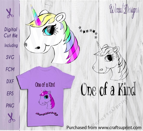 Unicorn, unicorn face, one of a kind, tshirt design, girls, die cut, svg cut file