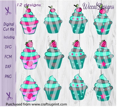 Cupcakes, strawberry cupcake, cherry cupcake, birthday cupcake svg